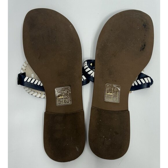 Jack Rogers Sandals Thong Slip On Blue And White Georgica  Jack Rogers Jelly Sandals Shoes Womens Size 10 Georgica Navy White Slip On Thong